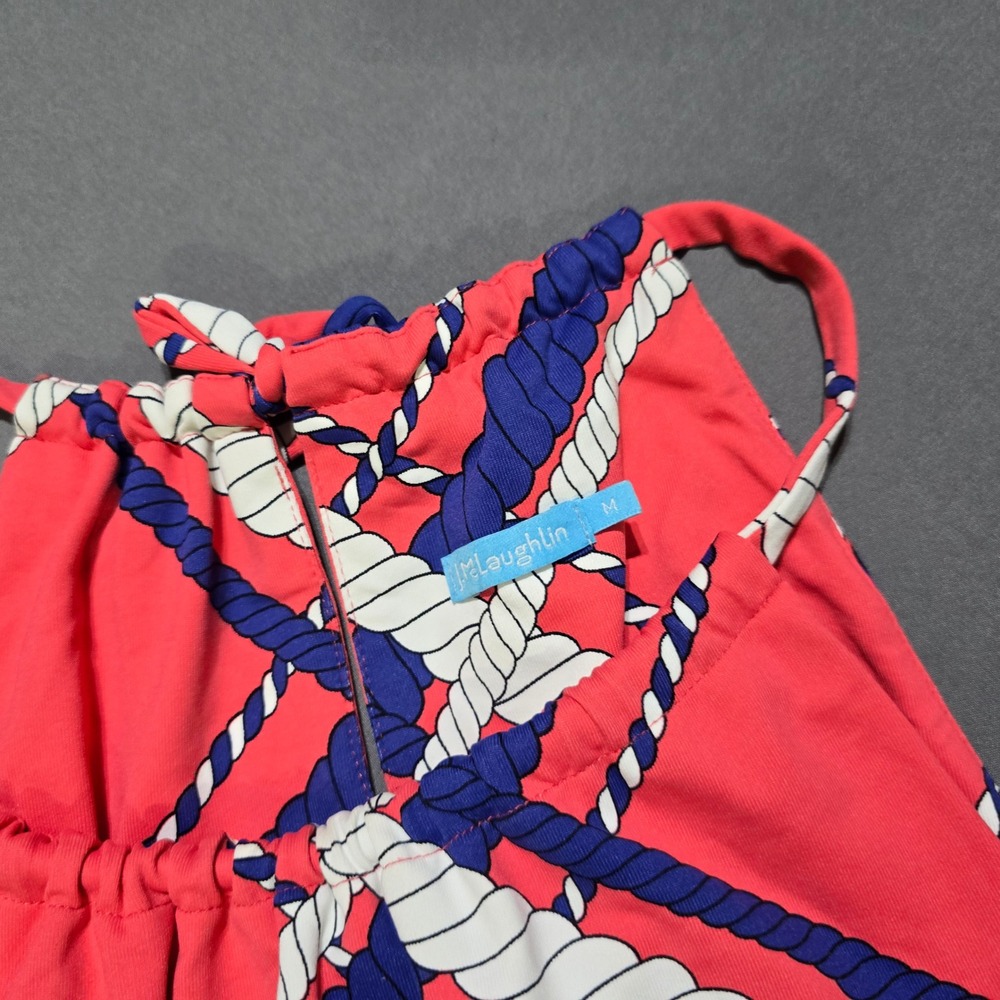 J.McLaughlin Halter Dress Women M Pink Rope Plaid Nautical Coastal Stretch - Picture 3 of 8